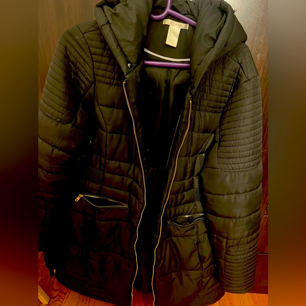Black knee length coat  K. Jordan